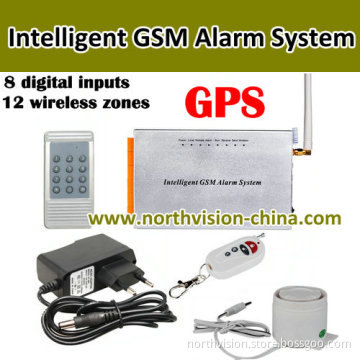Quad Band 8 Input 12 Wireless Zone GPS Tracking GSM Alarm System